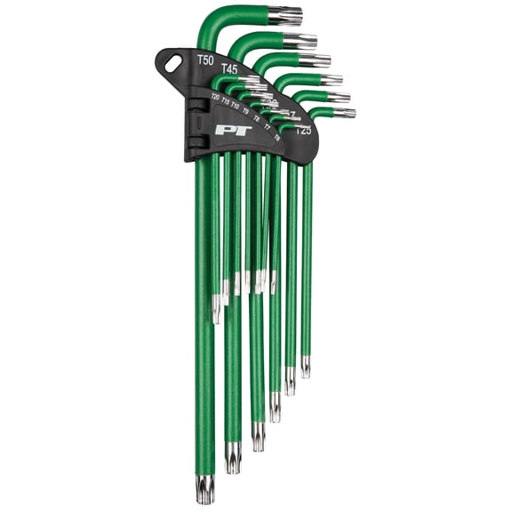 Performance Tool W80200 13 Pc. Long Arm Star Key Set - For Star and Star Security Fasteners, Powder-Coated, Storage Organizer, Long Reach, Green