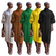 thumbnail image 3 of Vestido casual de punto con cuello alto y abertura para mujer Vestido casual de punto con cuello alto y abertura para mujer, 3 of 6
