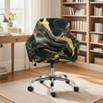 thumbnail image 3 of FOR U DESIGNS Black Gold Marble Print Dining Chair Slipcovers with Arms, Waterproof Criss Cross Chairs Cover, Vanity Chair Protector, Mid Back Wide Seat Accent Chairs Covers, 3 of 8