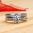 thumbnail image 2 of K-KED Charm 2pcs/set 925 Silver Ring Women Round Cut Cubic Zircon Delicate Jewelry Sz 6-10-6, 2 of 6
