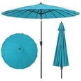 thumbnail image 1 of Costway Parasol de Marché Rond pour Patio de 9 Pi avec Inclinaison à Bouton-Poussoir, Manivelle, Dessus Ventilé Turquoise, 1 of 10