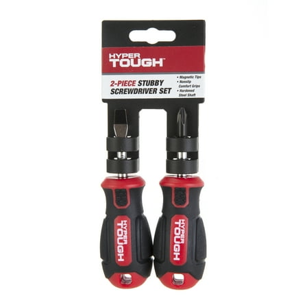 Hyper Tough 2pc Stubby Screwdriver Set, 4 inch