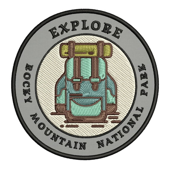 Explore! Rocky Mountain National Park 3.5 Inch Iron Or Sew On Embroidered Fabric Badge Patch Seek Adventure, National Park Iconic Series