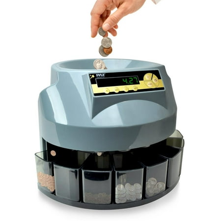PYLE PRMC620 - 2-in-1 Automatic Coin Counter & Sorter - Coin Counting & Sorting