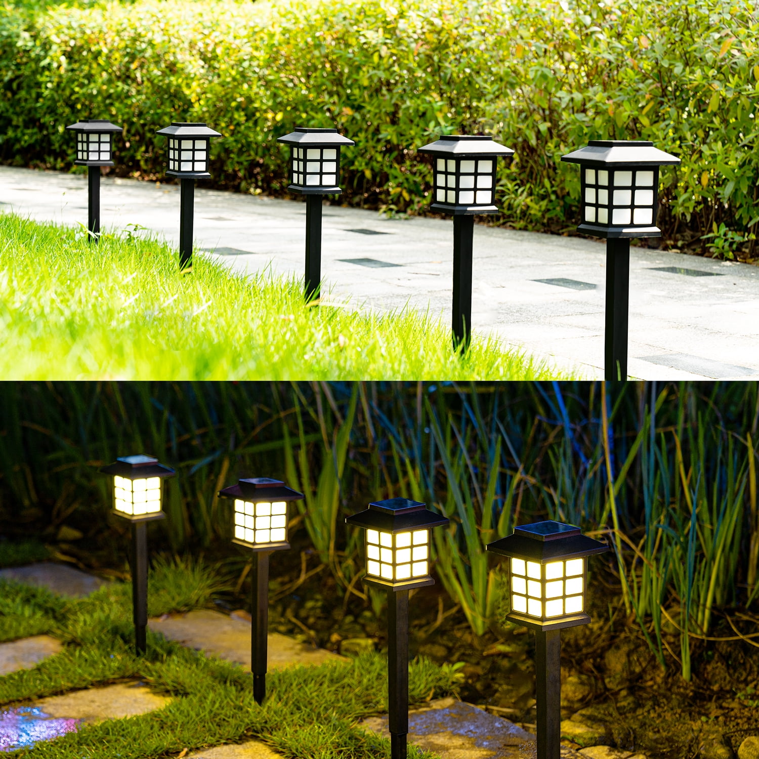 GIGALUMI  Solar Pathway Lights,  8 Pack Outdoor Waterproof, Automatic, LED, Energy Saving, Weather Resistant, Stake Lights for Garden, Landscape, Path, Yard, Patio, Driveway or Walkway