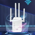 thumbnail image 4 of MORESEC under $5 1200Mbps WiFi ExtenderDual Band 2.4G 5G Signal Booster with Ethernet Ports, Generation Long Range Amplifier for Home Office, Four External Antennas for Stronger Signal, 4 of 9