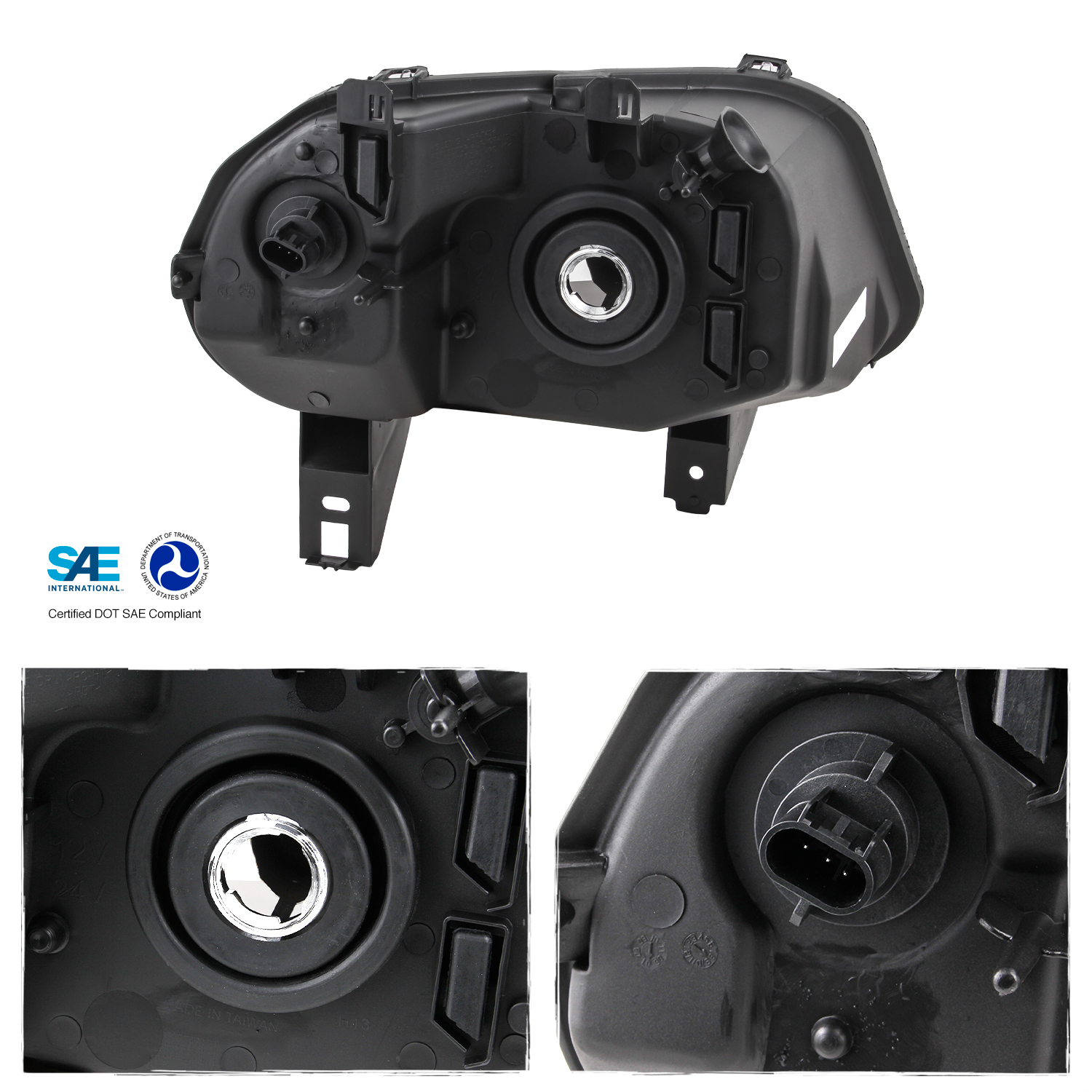 AKKON - Fit 2006-2011 Chevy HHR Halogen Type Headlights Headlamp with LED Bar Chrome Housing Replacement Driver - Passenger