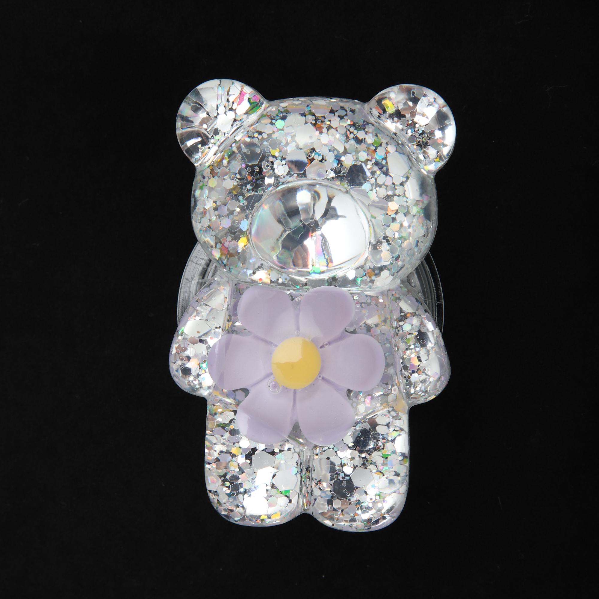 Unique Bargains Bear High-Shine Hexapetalous Flower Phone Grip Purple