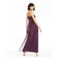 thumbnail image 2 of ADRIANNA PAPELL Womens Purple Sheer Zippered Zippered Spaghetti Strap Scoop Neck Maxi Evening Fit + Flare Dress 10, 2 of 5