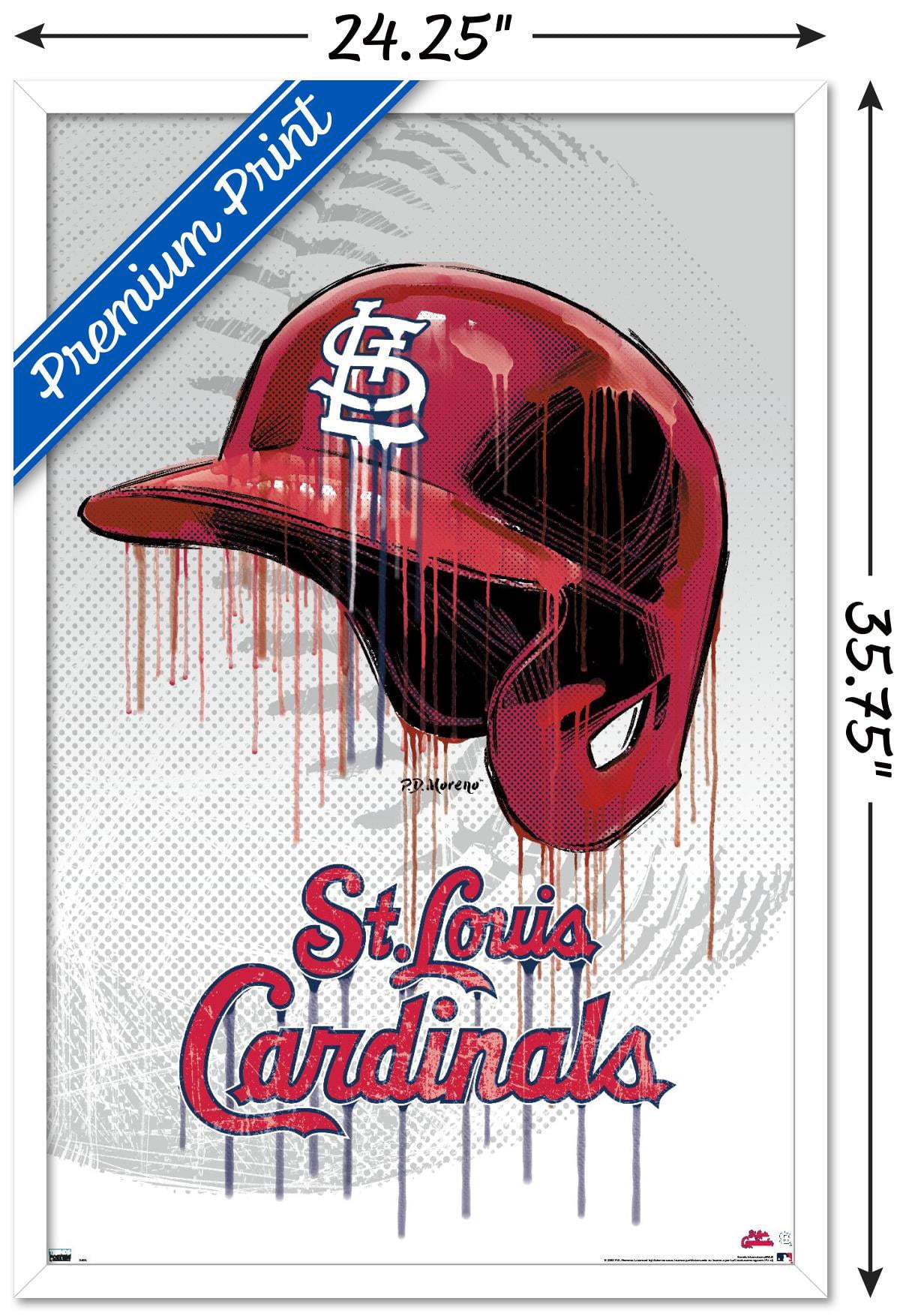 MLB St. Louis Cardinals - Drip Helmet 20 Wall Poster, 22.375" x 34", Framed
