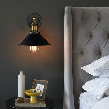 

Industrial Cone Shape 1-Light Metal Swing Arm Wall Sconce Black