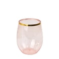 thumbnail image 3 of Balsa Circle 12 Gold Rim 12 oz Transparent Blush Disposable Plastic Stemless Wine Glasses, 3 of 8