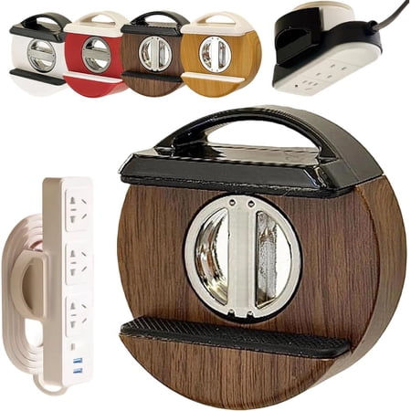 Adjustable Suction Cup Power Strip Holder 360° Rotating Cord Management Organizer Power Strip Holder Wall Mount with Suction Cup for Kitchen Office Desk Under Cabinet (Dark Brown)