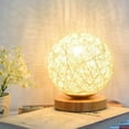 thumbnail image 2 of LED Handmade Woven Rattan Ball Wooden Table Lamp, Bedside Lamp, Night Lamp Modern Creativity, Bedroom, Dining Room, and Living Room Artistic Decoration Lighting, 2 of 8