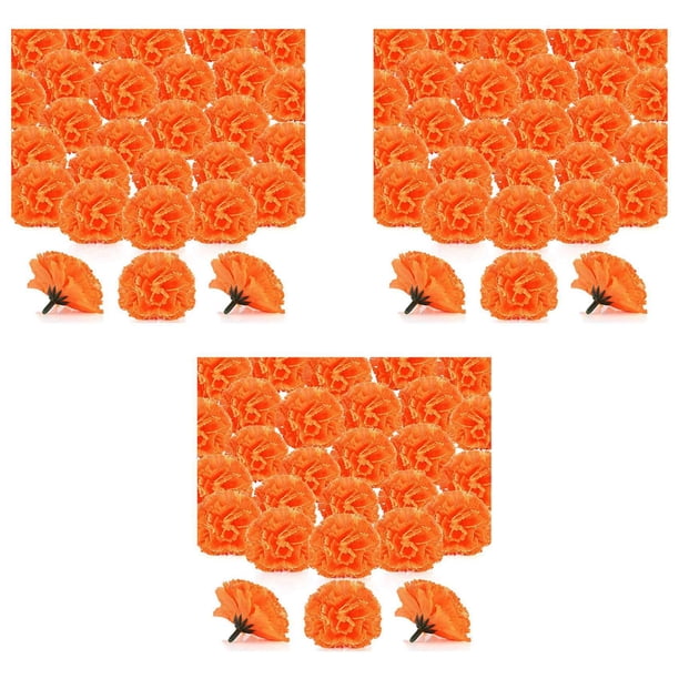 Cabezas de Flores de Caléndula Una Granel, 300 Piezas Cabezas de Flores Artificiales para Manualidades de Guirnaldas, Flores Falsas de Caléndula de Seda, Naranja