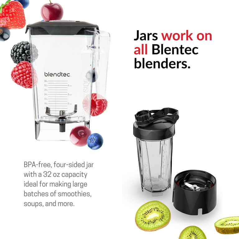 Blendtec 90 oz WildSide+ Jar - Replacement Kitchen Blender Jar - Compatible  with All Blendtec Blenders - 36 oz Blending Capacity - Clear