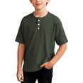 thumbnail image 2 of Zpanxa Boys Blue Waffle Knit V Neck Raglan Short Sleeve T Shirt Athletic Casual Top Toddler Army Green 5 Years, 2 of 8