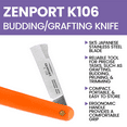 thumbnail image 5 of Zenport K106 Budding and Grafting Folding Knife, 2.25 Inch Stainless Steel Blade, Orange - 10 Pack, 5 of 6
