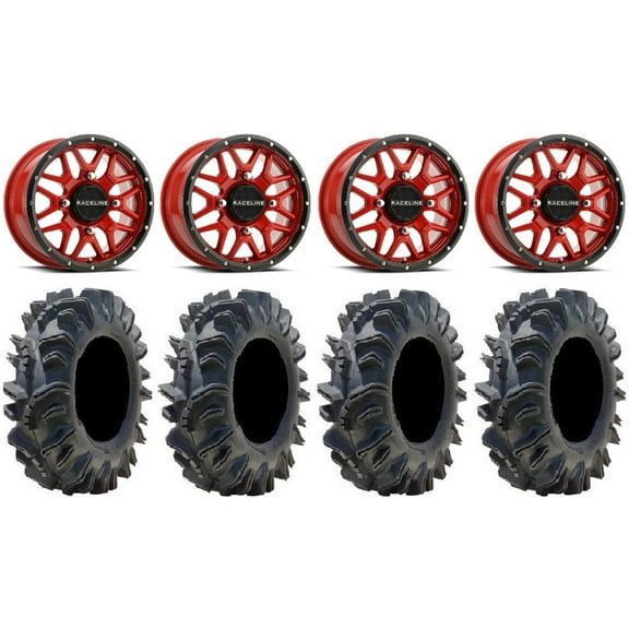 Raceline Krank 14" Red Wheels 29.5" Terminator Tires Polaris RZR XP 1000 / PRO XP / Ranger XP 900/1000
