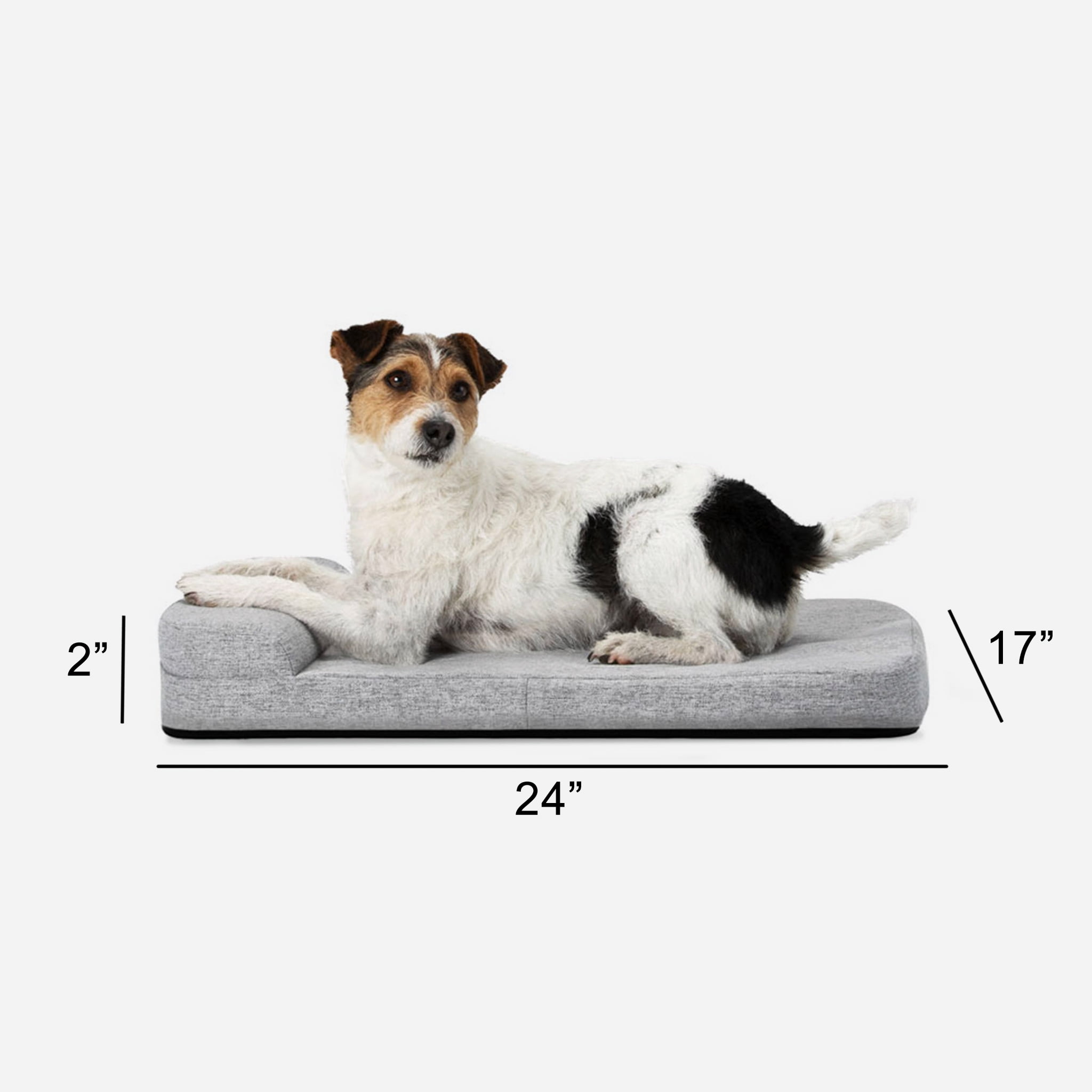 Diggs 24" Bolstr Dog Bed with Headrest - Premium Memory Foam Pet Bed for Crate or Home - Grey