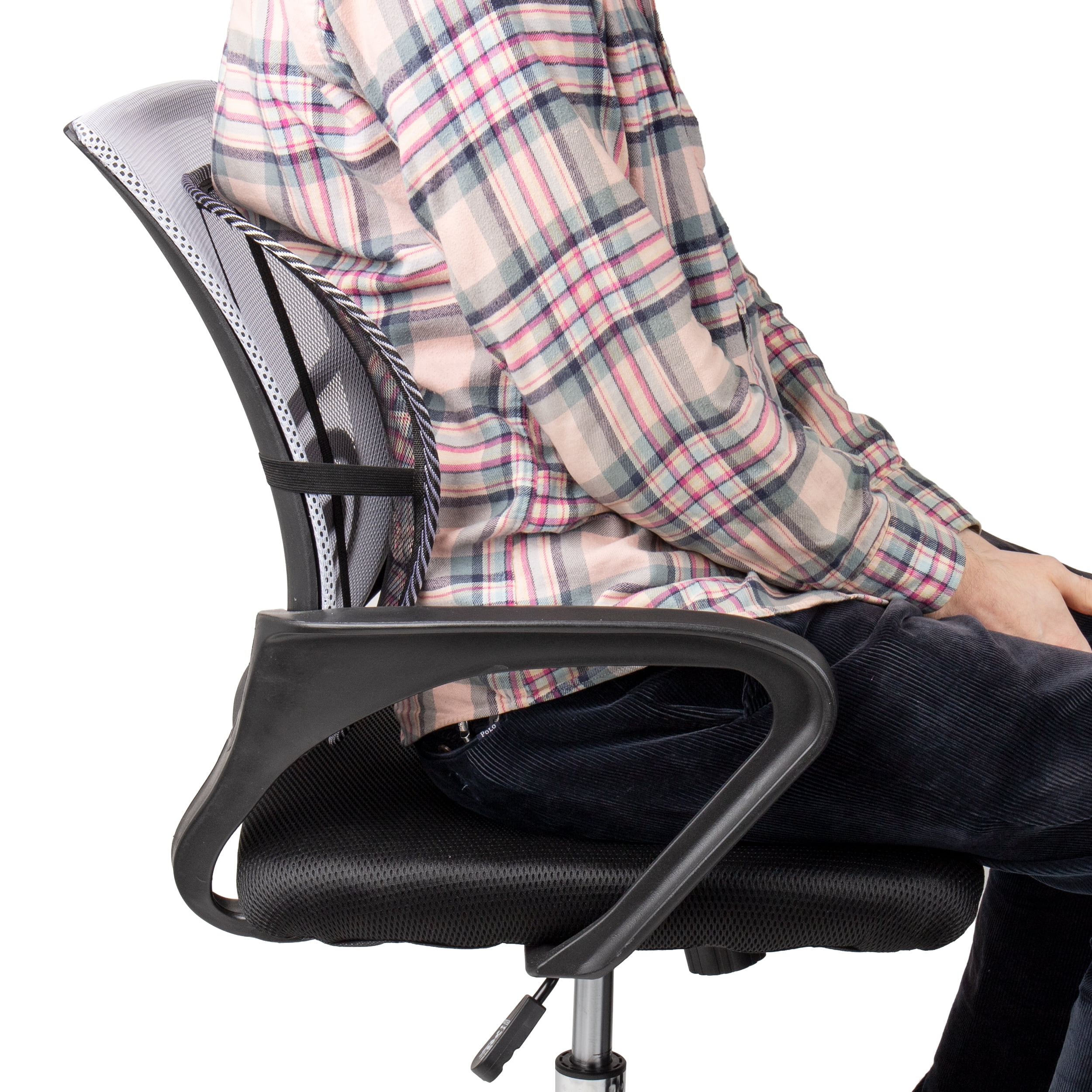 Mind Reader Ergonomic Lower Back Support, Office Chair Cushion, Mesh, Height 4", Set of 4, Black