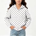 thumbnail image 6 of Xdegoge Kids Girls Polka Dot Zip Up Hoodie Long Sleeve Black Jacket with Pockets Casual Fall Winter Outerwear Sweatshirts, Size 5-6, 6 of 7