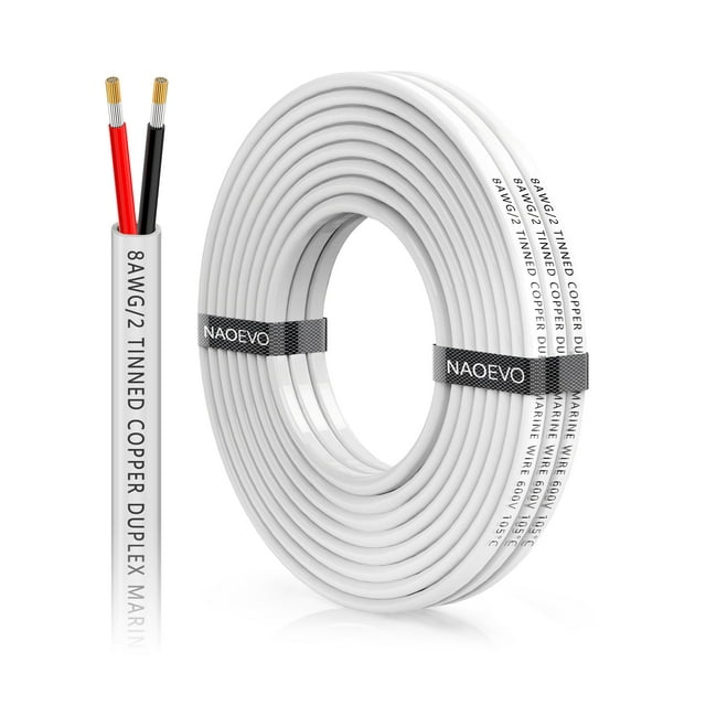 Cable eléctrico de PVC trenzado Marine Wire NAOEVO, calibre 8, 15 pies