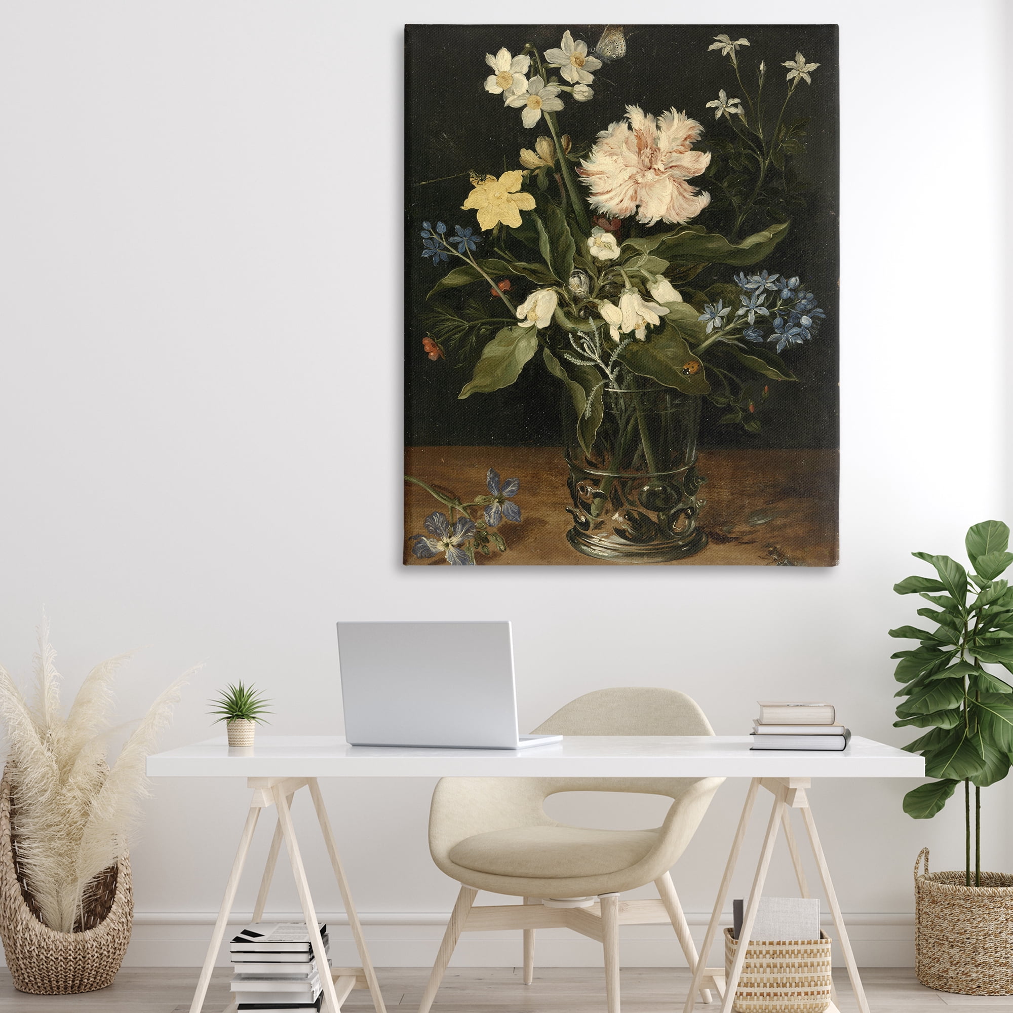 Stupell Industries Chrysanthemum & Flowers in Vase Canvas Wall Art, design by Vintage Hustle