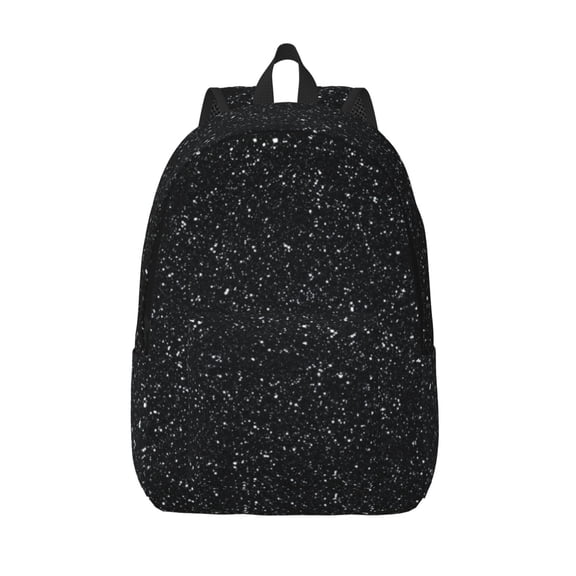 Defioc Black Glitter for Canvas Backpack,Travel Rucksack Unisex Knapsack Laptop Backpack for Work & College -Small