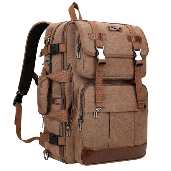Mochila de viaje WITZMAN Canvas para hombre con portátil de 17 pulgadas, color marrón