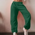 thumbnail image 2 of Womens Joggers Sweatpants Cotton Activewear Sports Casual Pants Elastic Waist Wide Leg Cinch Bottom Solid Trouser (M, Green), 2 of 7