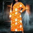 thumbnail image 5 of SELONE Plus Size Nightgowns for Women Long Long Sleeve Sleepshirt Ghost Pumpkin Sleep Dress Halloween House Dress, 5 of 8