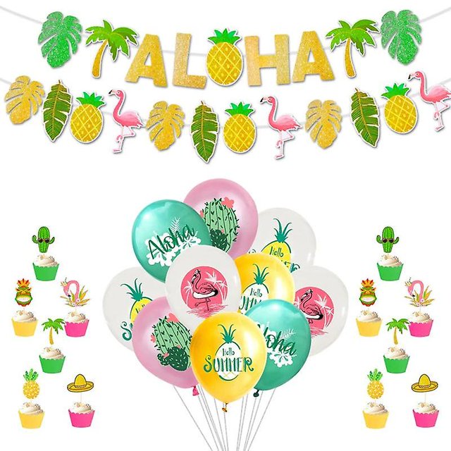 Suministros de decoración para fiestas tropicales de verano hawaiano LingWen 8390605752629