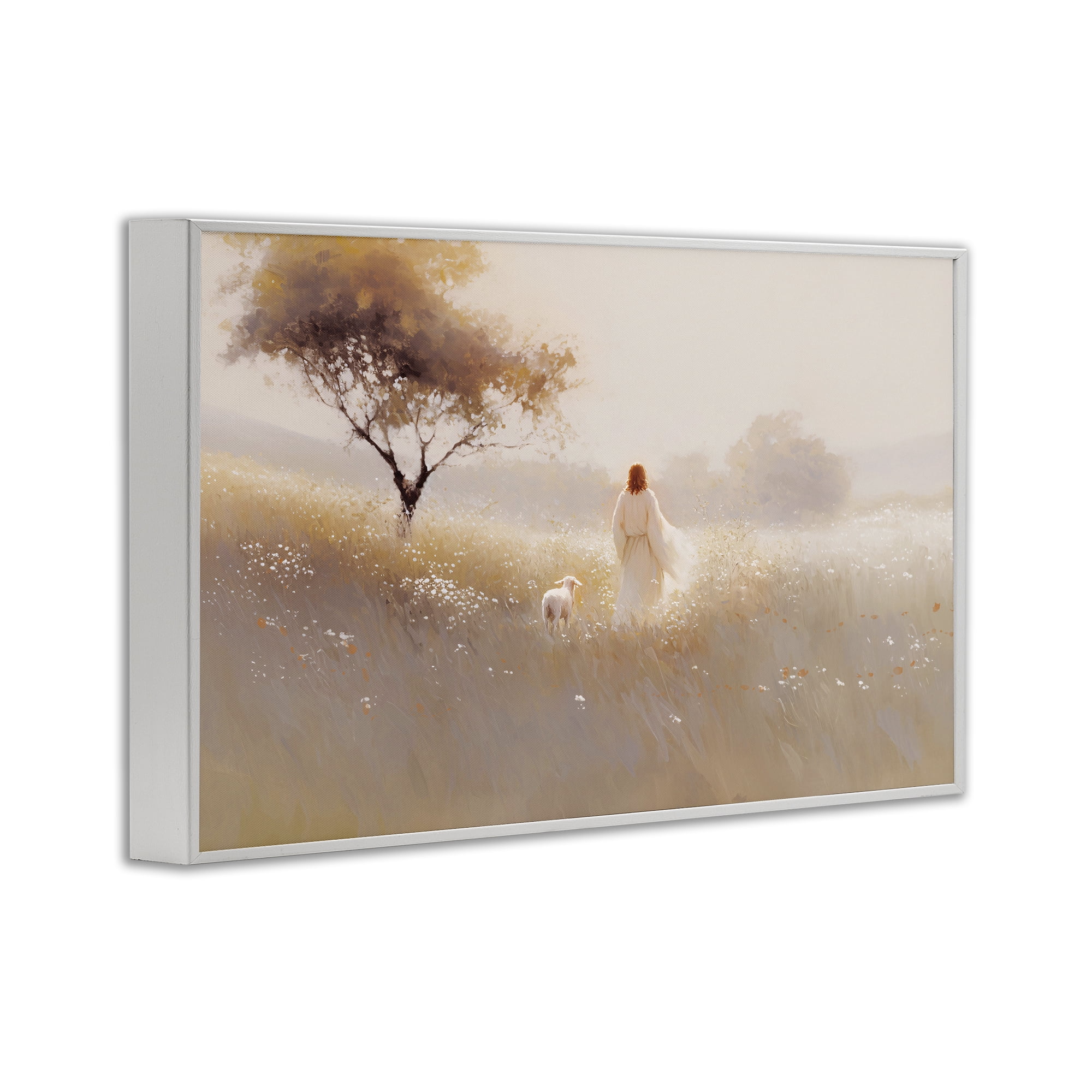 Stupell Industries Spiritual Shepherd & Lamb White Framed Giclee Art, design by Jacky Ngan