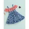 thumbnail image 3 of Bagilaanoe 4th of July Dress for Kids Girls Independence Day Dress Stars Stripe Print Ruffles Sling Dress Toddler Summer Sleeveless Princess Dress, 3 of 9
