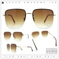 thumbnail image 2 of Womens Rimless Rectangle Rhinestone Heart Jewel Studded Lens Metal Sunglasses Gold - Brown, 2 of 8