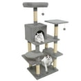 thumbnail image 1 of Costway 58" Tall Multi-level Cat Tree with Upholstered Perch & Cat Condo, Comfy Hammock Light Gray, 1 of 10
