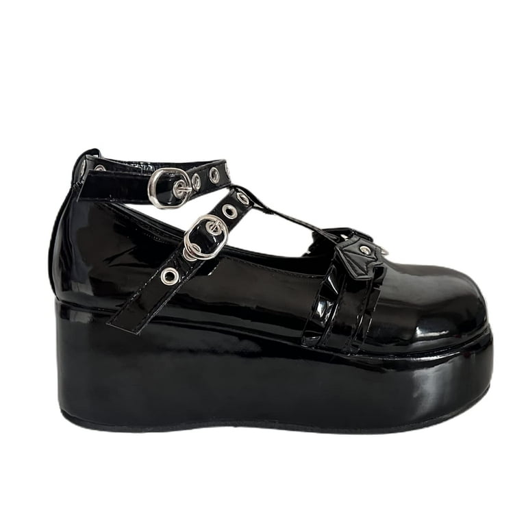Womens Platform Mary Janes Shoes Sweet Toe Ankle Lolita Gothic