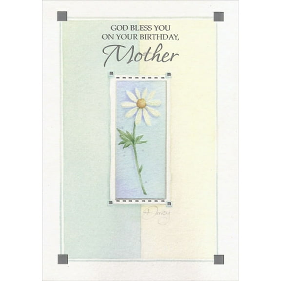Designer Greetings Single Daisy in Tall Rectangular Frame Religious / Inspirational Birthday Card for Mother