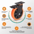 thumbnail image 3 of Ruedas Caster Wheels ENYKE de 6 pulgadas y 1360 kg, juego de 4 unidades con freno, 3 of 5