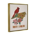 thumbnail image 2 of Stupell Industries North Carolina Cardinal Detailed Floral State Pattern Graphic Art Metallic Gold Floating Framed Canvas Print Wall Art, Design by Valentina Harper, 2 of 5