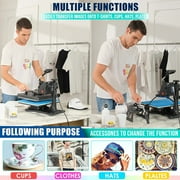 8 in 1 Heat Press Machine, 12 x 15 Combo Digital Multifunctional Sublimation Heat Transfer Machine, 360-degree Rotation Swing Away Shirt Printing Machine for Tshirt,Hat,Mug,Plate