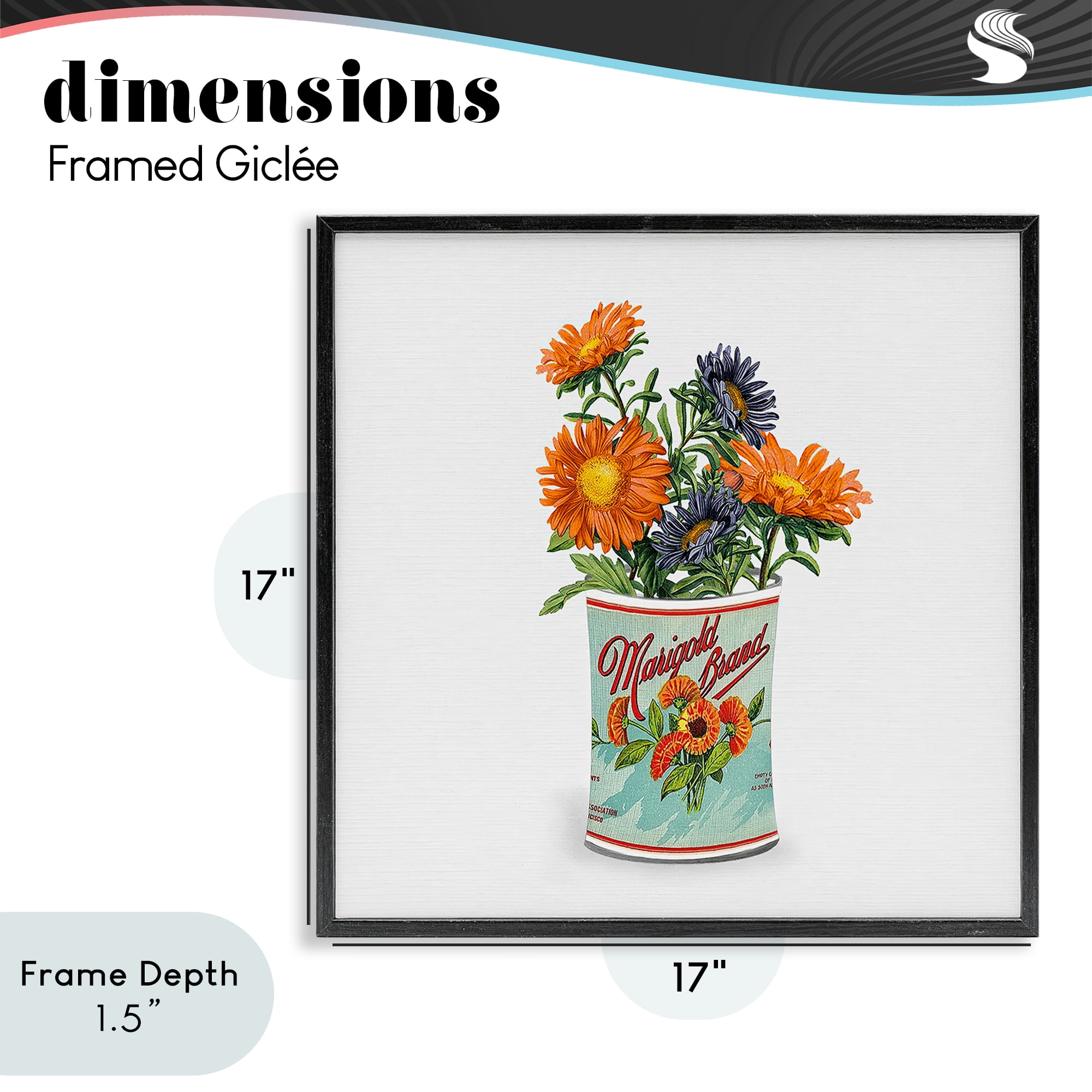 Stupell Industries Nostalgic Marigold Tin Bouquet Black Framed Giclee Art, design by Val Rhodes