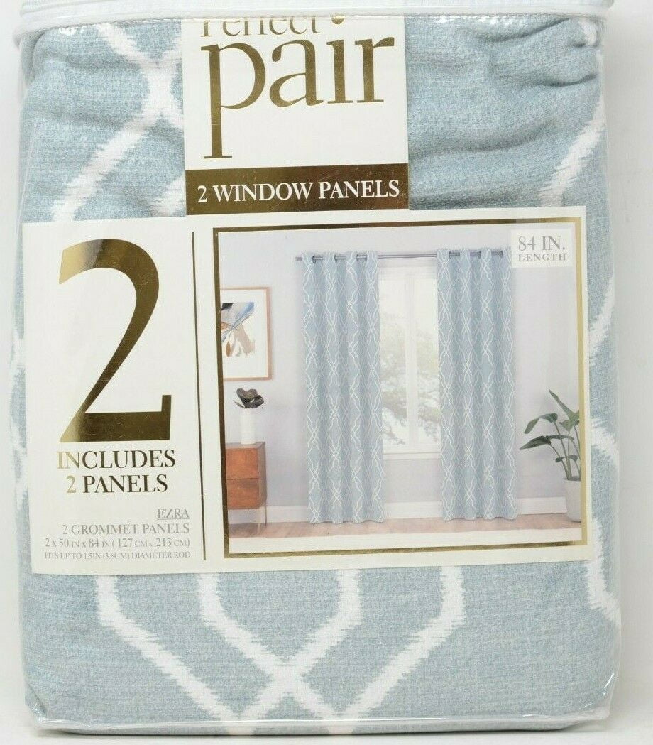 Perfect Pair 2 Pack Ezra Grommet Window Panels 50 in x 84 in Spa Aqua