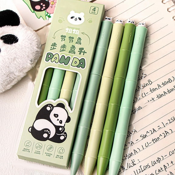 CoreLiving Gel Pens Panda Design Soft Grip Comfortable Writing Office Supplies Smooth 0.5mm Fine Point Black Ink Pens for Women Men Desk Accessories, 4 Count