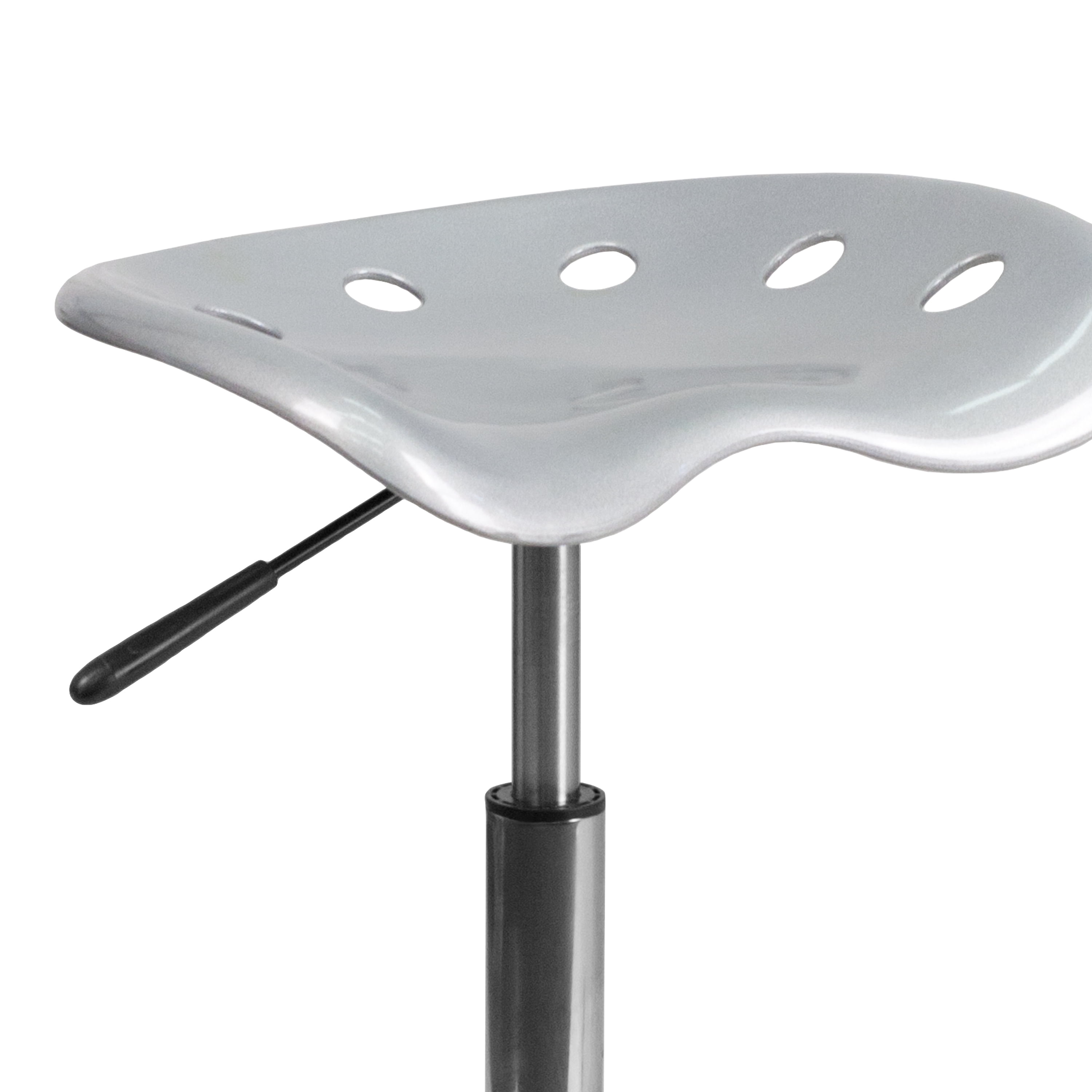 Flash Furniture Vibrant Silver Tractor Seat and Chrome Stool