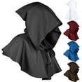 thumbnail image 2 of Xfvqtps Men and Women Hood Cloak Short Neck Strap Medieval Wizard Renaissance Hoodie Cape Blue, 2 of 5