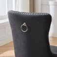 thumbnail image 5 of Set of 2 High Charcoal Black Dining Room Chairs in Textured PU Leather with Button Tufted and Nailhead Trim,Charcoal Black, 5 of 10
