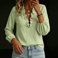 thumbnail image 5 of cocolona Ruffle V Neck Blouses for Women Long Sleeve Solid Color Shirts Fall Trendy Casual Vacation Outfits Tops, 5 of 5