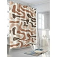 thumbnail image 3 of Shower Curtains Abstract Ombre Brown Stripes Bath Curtain Modern Art Waterproof Bathroom Shower Curtain Set with Hooks Decoration 72 x 72 Inches, 3 of 7